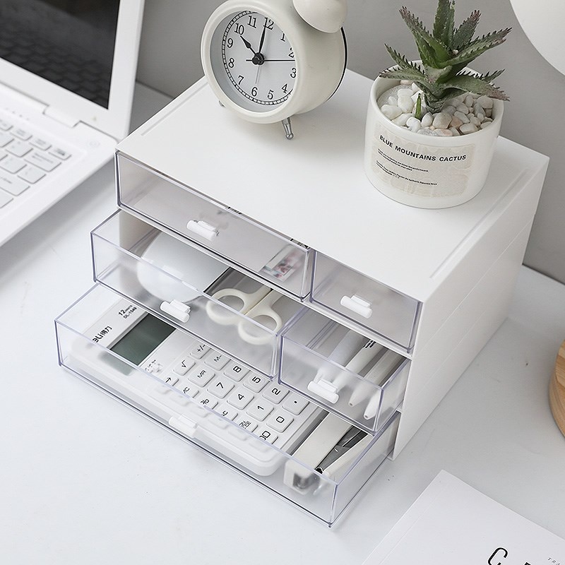 Multifunction Large Capacity Drawer Storage Box Stacking Desk Organizer Stationery Sundries Containers Office Accessories