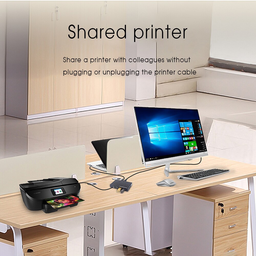 USB KVM Switch Box USB 2.0 Switcher 4 Port PCs Sharing 4 Devices for Keyboard Mouse Printer Monitor Switch Selector