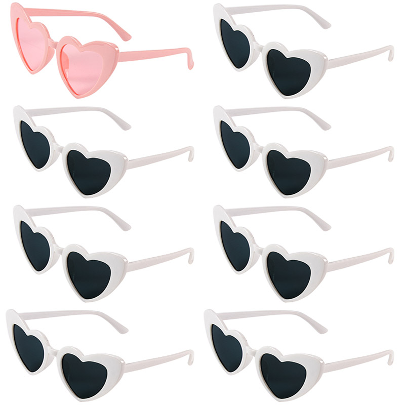 6/8 Stück Bachelorette Junggesellinnenabschied Weiß Rosa Sonnenbrille Herz Brille Braut zu sein Brautjungfer Hochzeit Brautparty Dekore: Dunkelgrau