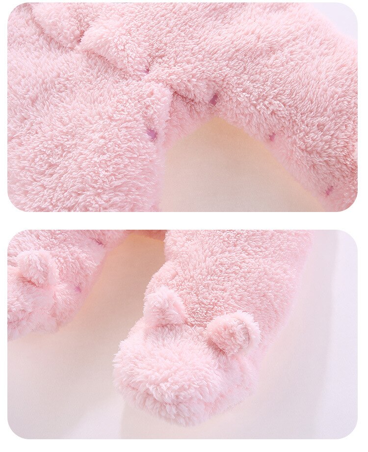 Pasgeboren Baby Kleding Jongens Cartoon Leuke Rompertjes Baby Baby Meisjes Roze Voet Fleece Jumpsuit Winter Dikke Rompertjes Uitloper