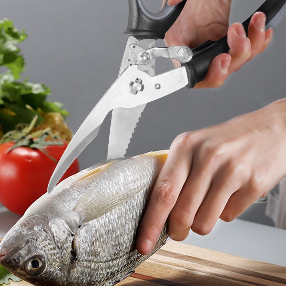 Tijeras de cocina extraíbles de acero inoxidable, para aves de corral, para cortar pollo, aves de corral, juego de hueso, carne y pescado