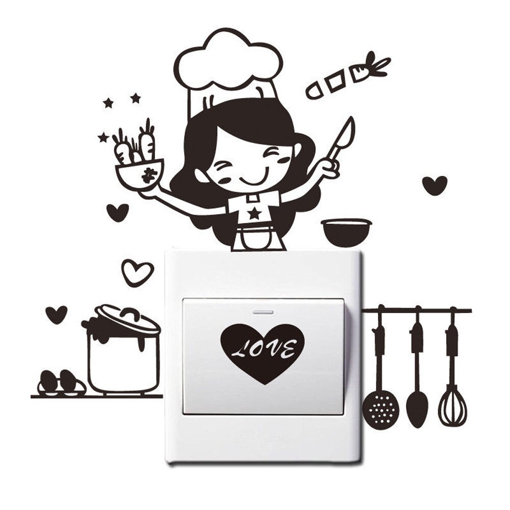 Kitchen Light Switch Sticker Cute Cook Vinyl Wall Decal Home Decor