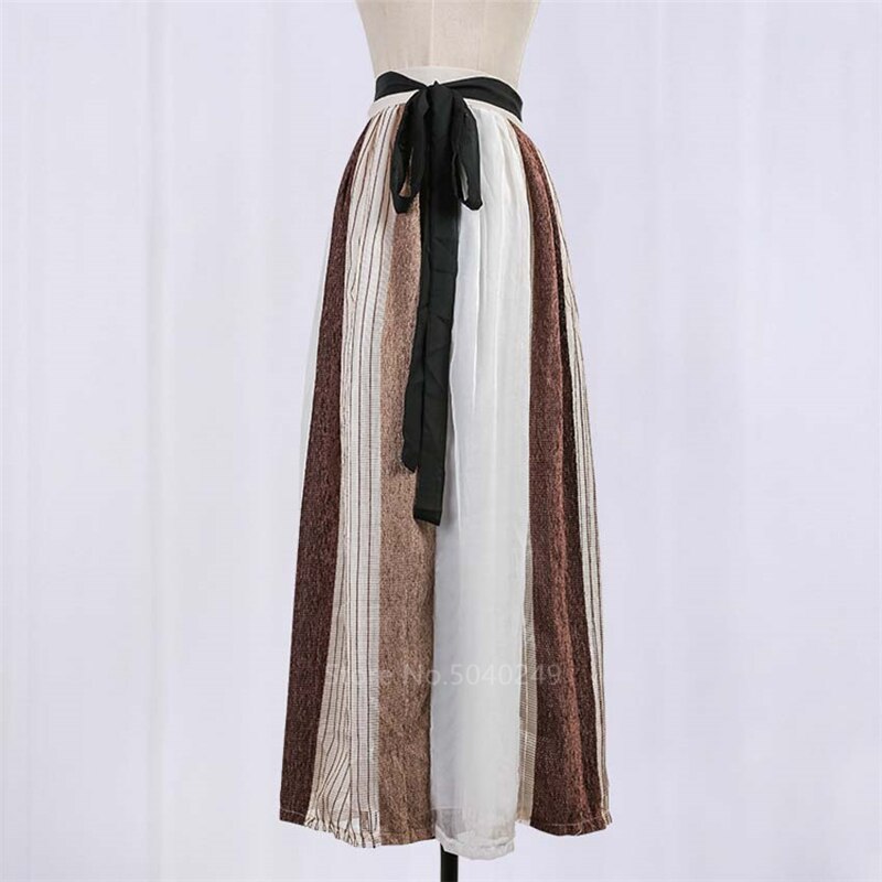 Chinese Traditional Clothing Ancient Princess Folk Dance Costume for Women Girls Performance Dress Hanfu Linen Qing Dynasty Set: Skirt / M