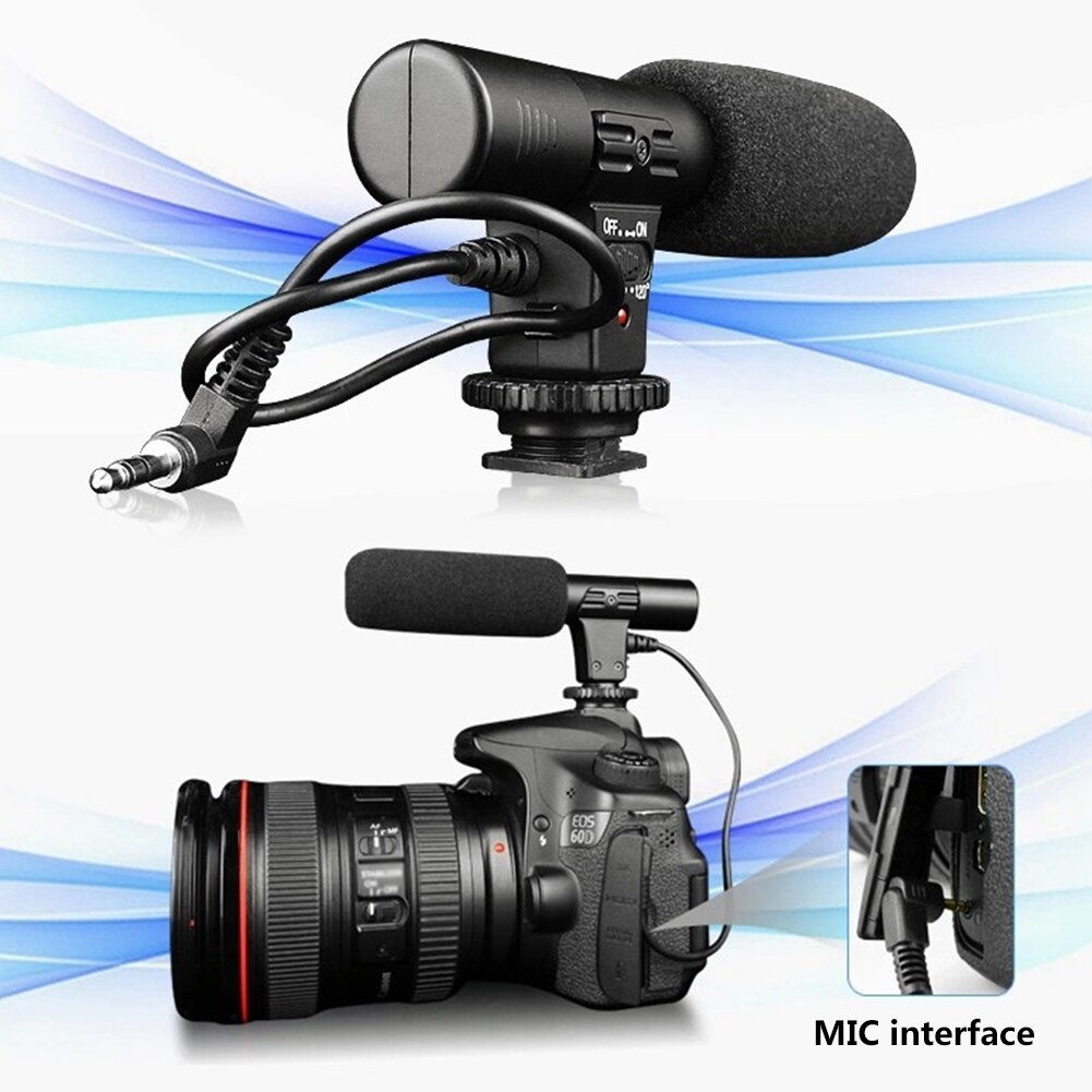 MIC-01 Stereo Camcorder Microphone for Nikon Canon DSLR Camera Computer PC Mobile Phone Microphone for Xiaomi iphone 8 X Samsung