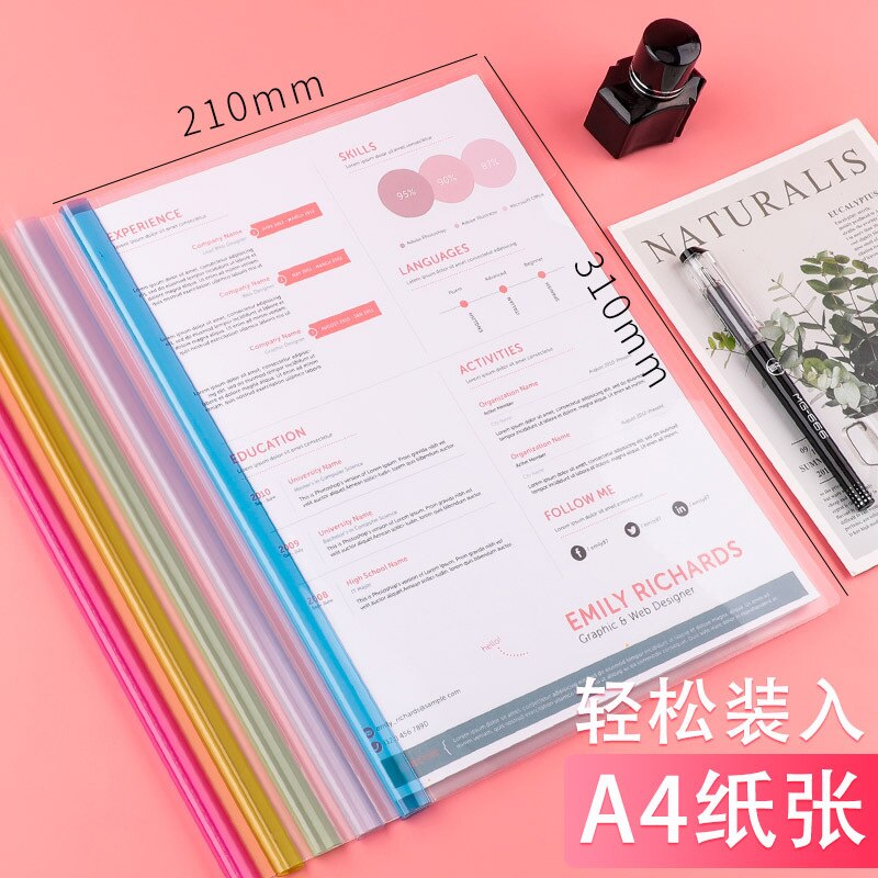 A4 Project Folder Report Document Files Folders Clear Clip Bar Files Presentation Slide Binder Folders(20PCS)