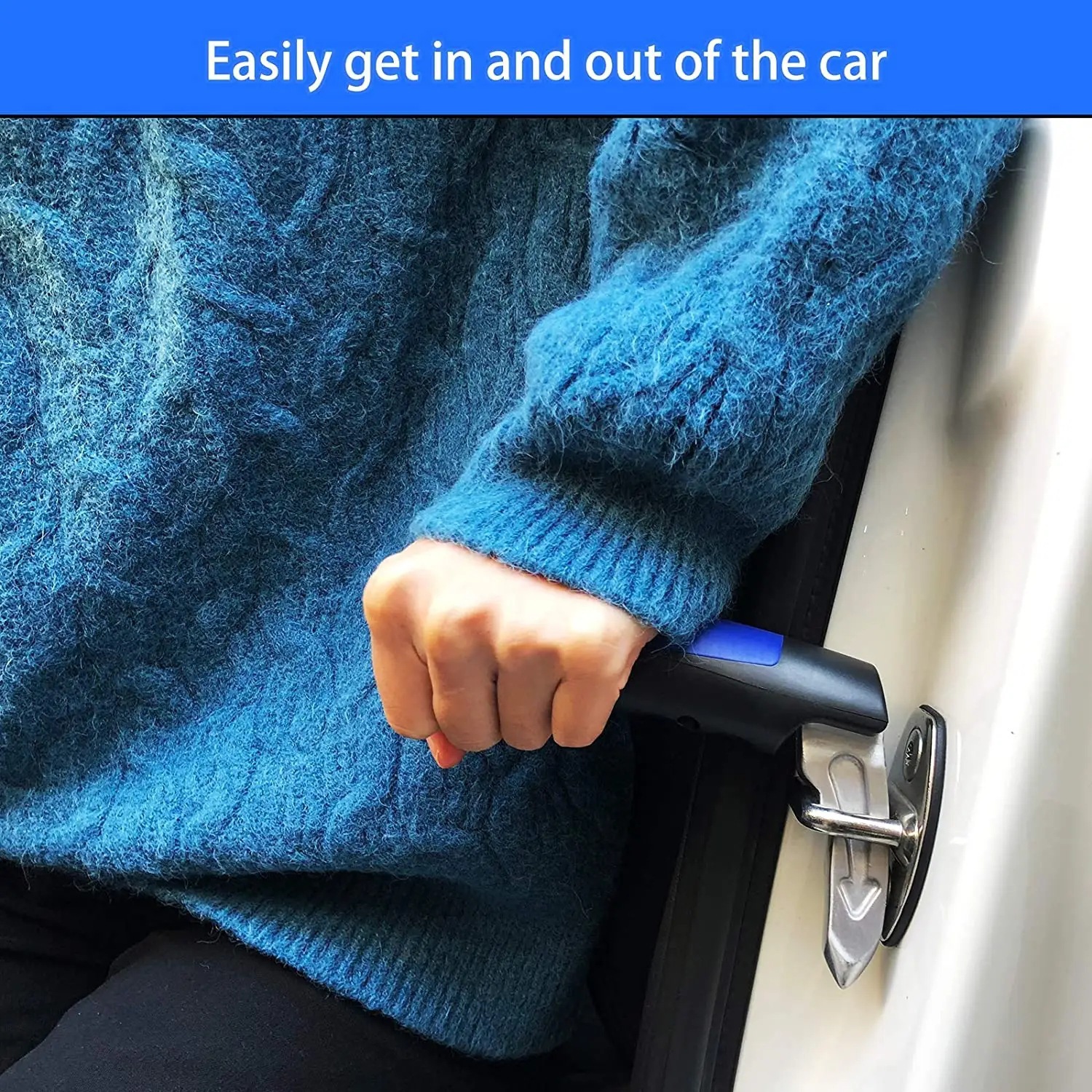 Alça de apoio para porta de carro para idosos 2 em 1, multifuncional, com quebra-vidros portátil, alça automotiva para veículos.