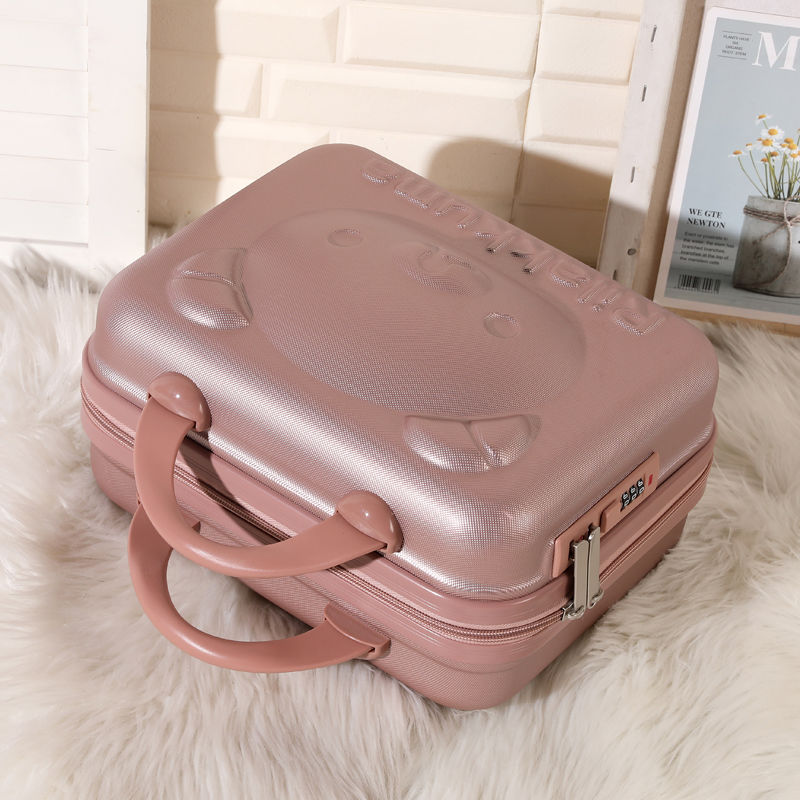 Hand Cosmetic Case 14 InchMakeup Beauty Case Cosmetic Bag Lockable Jewelry Box for Ladys Pink: C