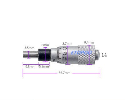 Outil de mesure à aiguille ronde plate, gamme argent 0-13mm 0-25mm 0-50mm 0.01mm, bouton de réglage moleté, mesure de la tête micromètre: 0-6.5mm flat
