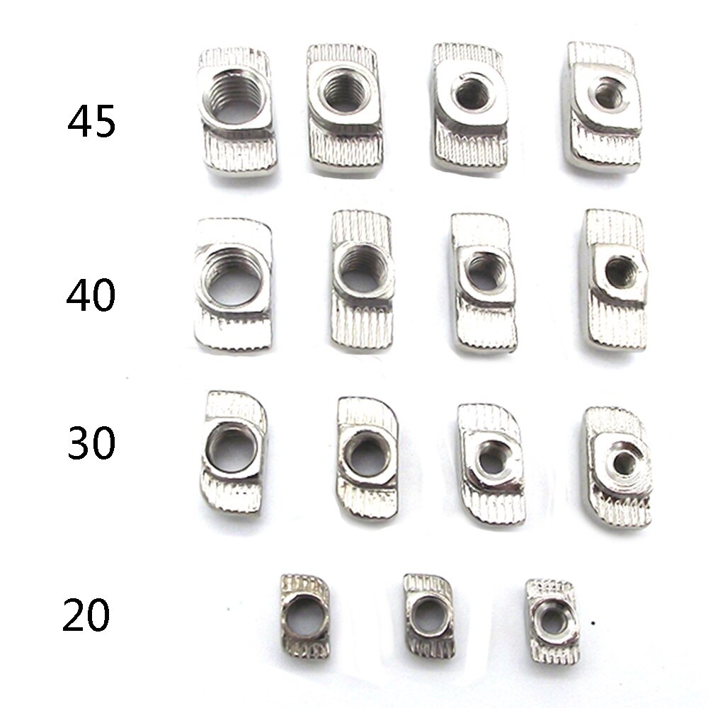 100pcs M3 M4 M5 Nickel Plated T nut Hammer Head Fastern Nut for Aluminum Extrusion Profile /3030/4040/4545