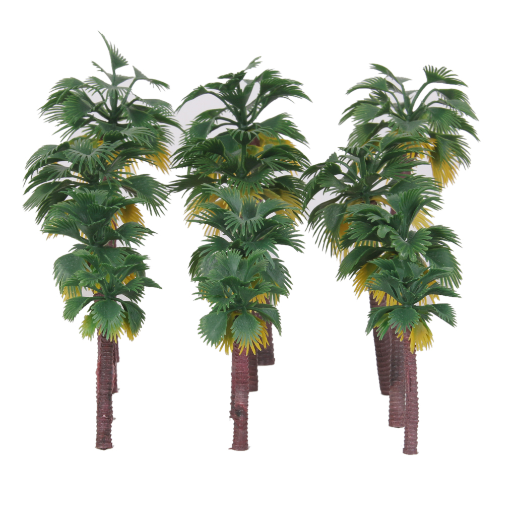 Pack of 12 Miniature Plastic Palm Trees Fairy Garden Landscape Bonsai Decor