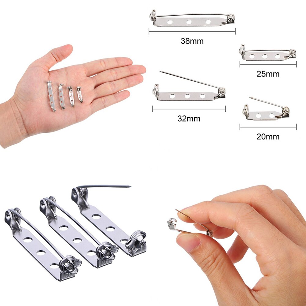 10 Stuks Silver Bar Pins Broche Pin Tone Pin Terug Sluiting Broche 4 Maten 20 Mm, 25 Mm, 32 Mm En 38 Mm Html