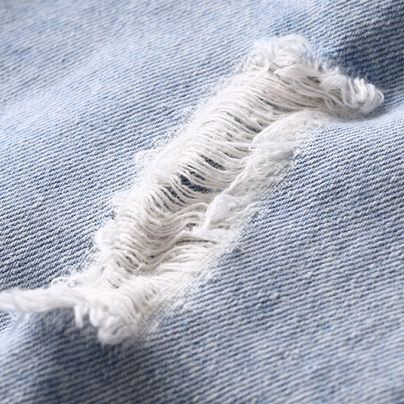 Chaqueta vaquera estilo coreano para hombre, Chaqueta estilo Retro azul claro rota, de pintura, ropa de calle, estilo Hip Hop