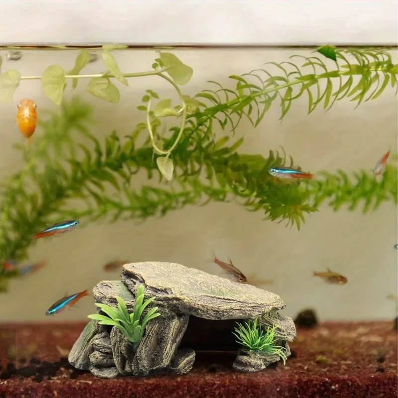 1pc akvarium skilpadde akvarium dekorasjon terrasse kunstig ly dekor ornament reptil hvile til fisk terrapiner frosker skilpadder