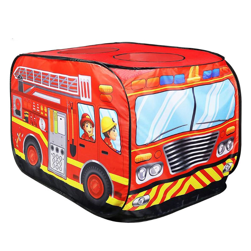 Foldable Play Tent Fire Truck/Police Car Pattern Outdoor Playhouse for Toddlers