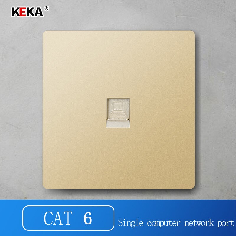 KEKA 86 Standard Computer Socket PC Panel CAT5 CAT6 Network Module RJ45 Cable Interface socket 2 Gang Internet Outlet: CAT6  DOUBLE GOLD