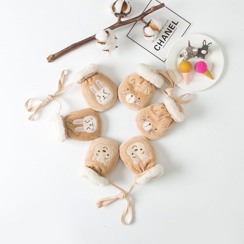 Kinderen Mittens Winter Warm Plus Fleece Verdikking Handschoenen Voor 1-3 Jaar Oude Kinderen Opknoping Nek Wollen Handschoenen met String