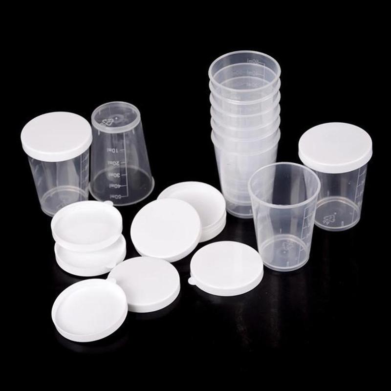 30ml plastgravyr måttbägare medicin mått mått bägare med lock lock genomskinlig behållare genomskinliga mått bägare