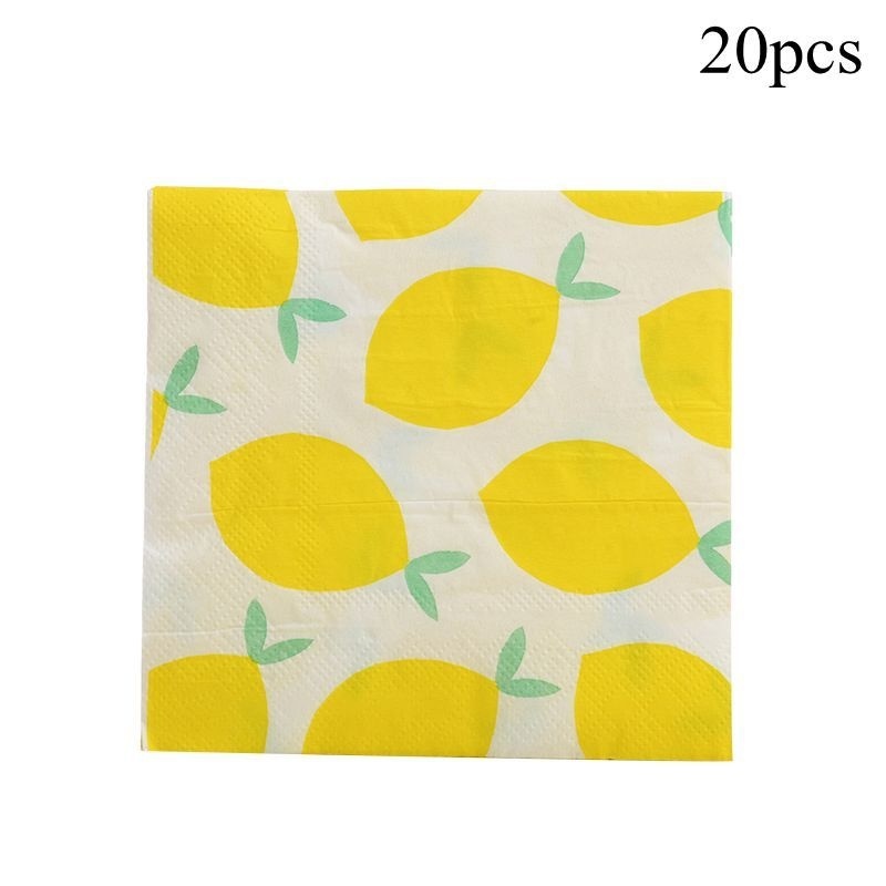 1set Lemon Themed Disposable Tableware Paper Straw/Cups/Banner for Lemon Themed Summer Pool Birthday Party Decorations: Dark Khaki