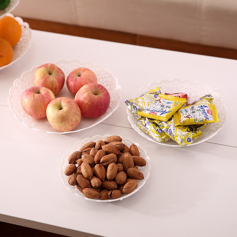 Nordic Style Three-layer Fruit Plate Fruit Snack Set Plate Living Room Multifunctional Melon Nut Tray Hollow Detachable Platter