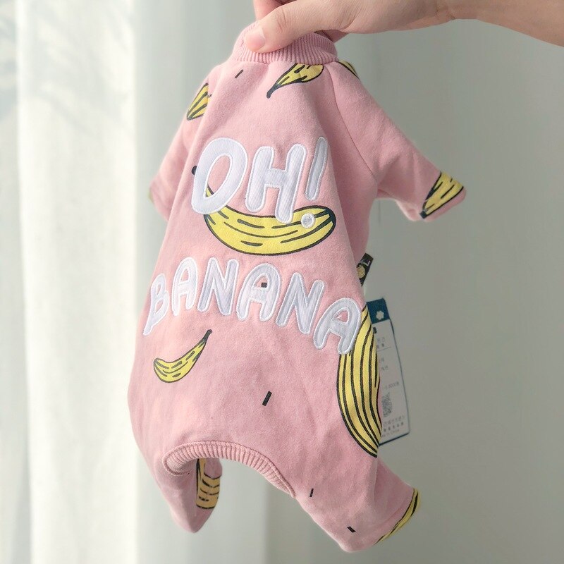 Tuta alla moda per cani pigiama per cani con stampa a Banana per cani di piccola taglia media bulldog francese Schnauzer vestiti costume per cani Kawaii