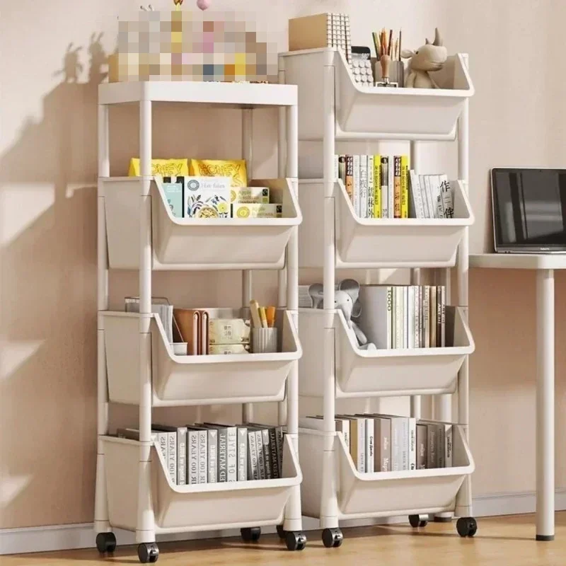 Tragbares, bewegliches Lagerregal, mehrstöckiges Wagen-Regal mit schmalem Schlitz und Rädern für Küche, Badezimmer, Wohnzimmer, Bücher, Organizer