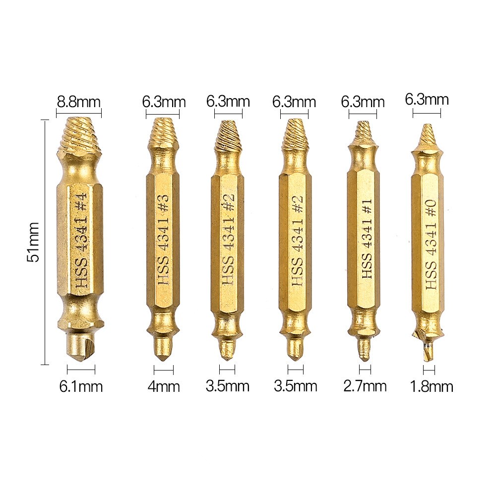 Vastar Double Side Schroef Extractor Set Gebroken Hoofd Schroef Removal Tool Hoge Sterkte Remover Boren Beschadigd Bolt Extractor