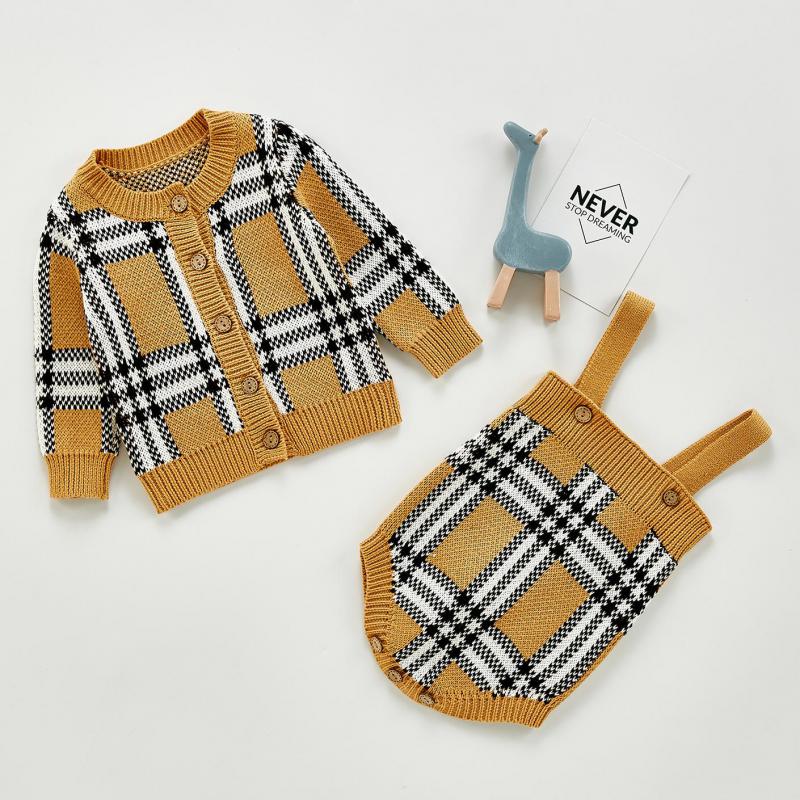 Herbst Baby Mädchen Kleidung einstellen Baby gestrickt Bodysuit einstellen Kleinkind neugeboren Baby Mädchen stricken Strickjacke Jungen Pullover Baumwolle Baby Overall