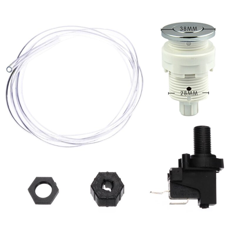 125-250V 16A On Off Push Air Button Switch for Bath Spa Jet Tub Disposal Tubing Pneumatic Air Pressure Switch Knob Kit Home Tool