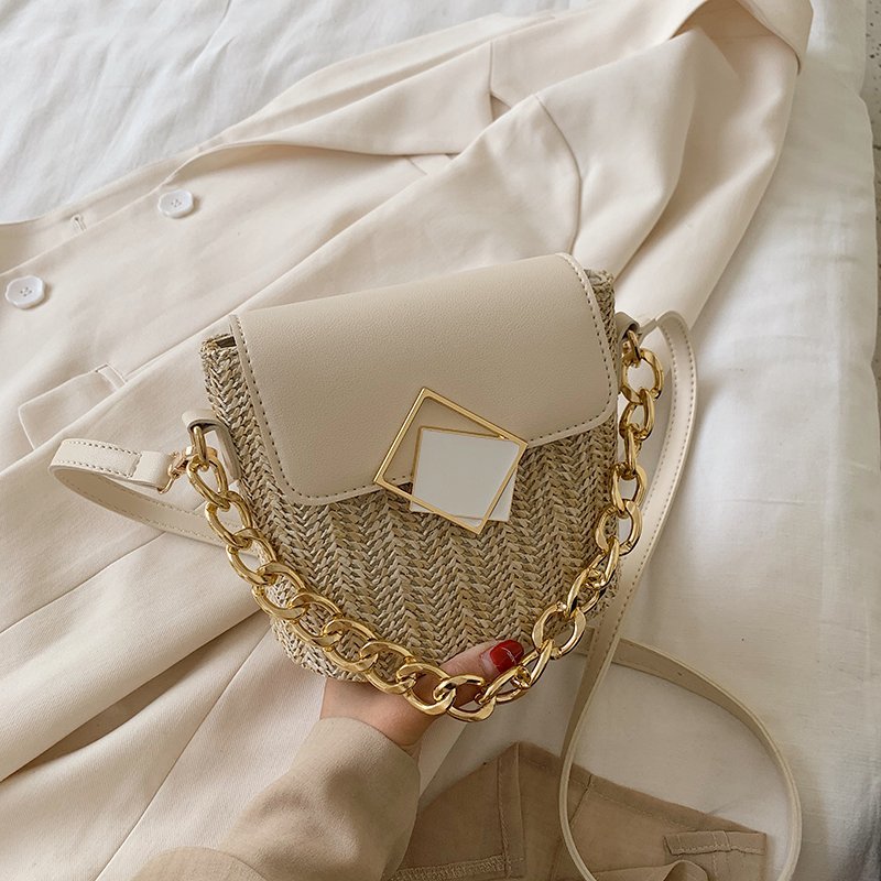 Kleine rieten emmertassen voor dames, zomerse crossbodytassen, reistassen en handtassen voor dames, schoudertassen voor dames