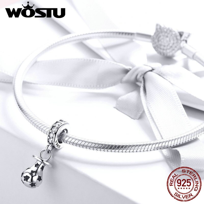 WOSTU Real 925 Sterling Silver Cute Nipple Trendy Charms fit Bead Woman Bracelet Necklace DIY Jewelry Making CQC891