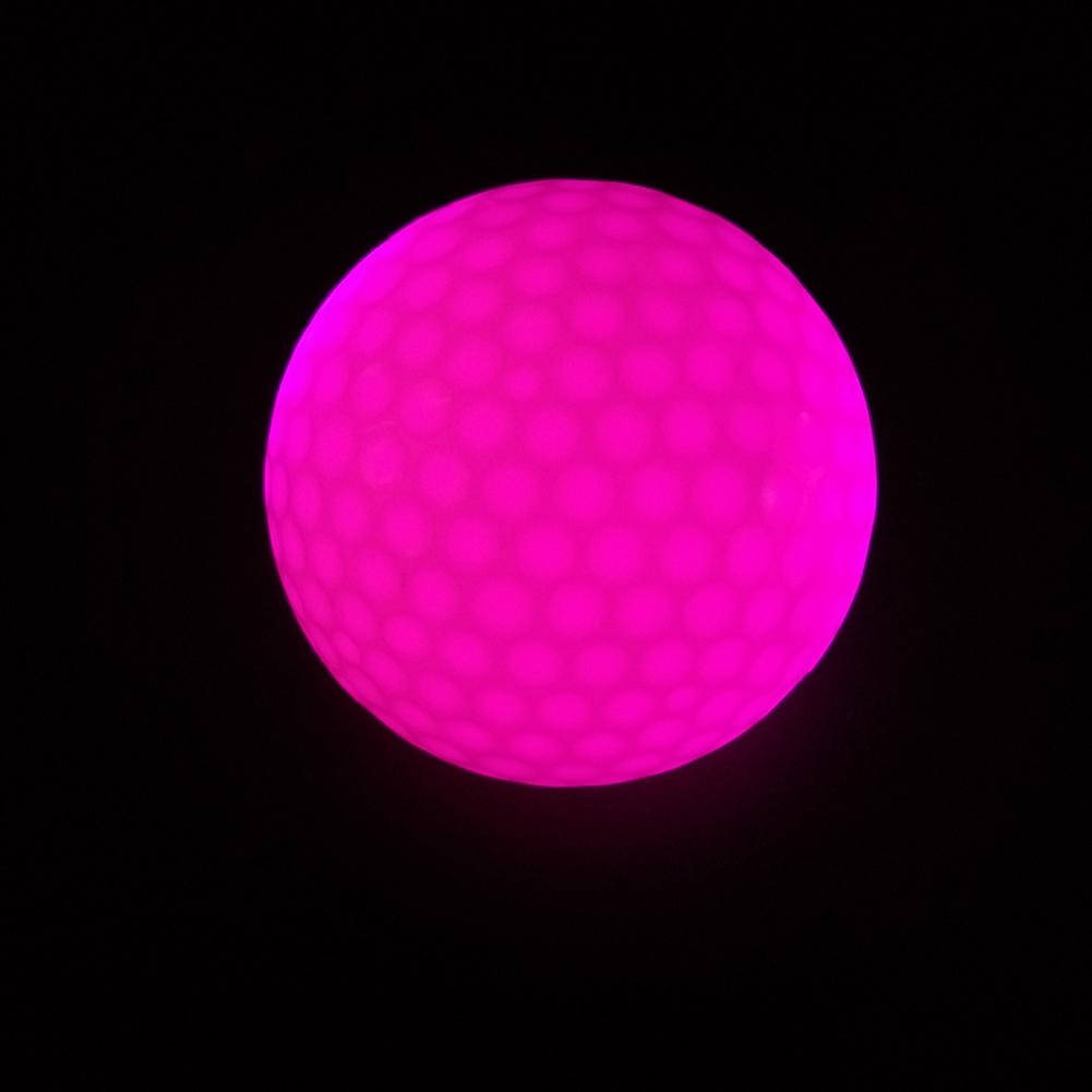 Lysende farverig glitter førte lys golfbold permanent lys bold til nat golf træning syntetisk gummi todelte bold: Lyserød stabil