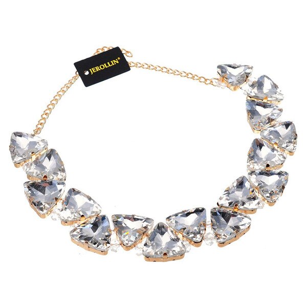 Jerollin Jewelry Gold Chain 7 Colors Triangular Glasses Chunky Choker Statement Bib Necklace for Women Party Jewelry: N0012132