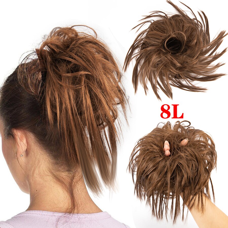 Alileader Synthetische Chignon Messy Knot Warrige Haarstukje 13 Kleur Elastische Band Chignon Synthetische Flexibele Haar Broodjes Voor Vrouwen: 8l jiwei