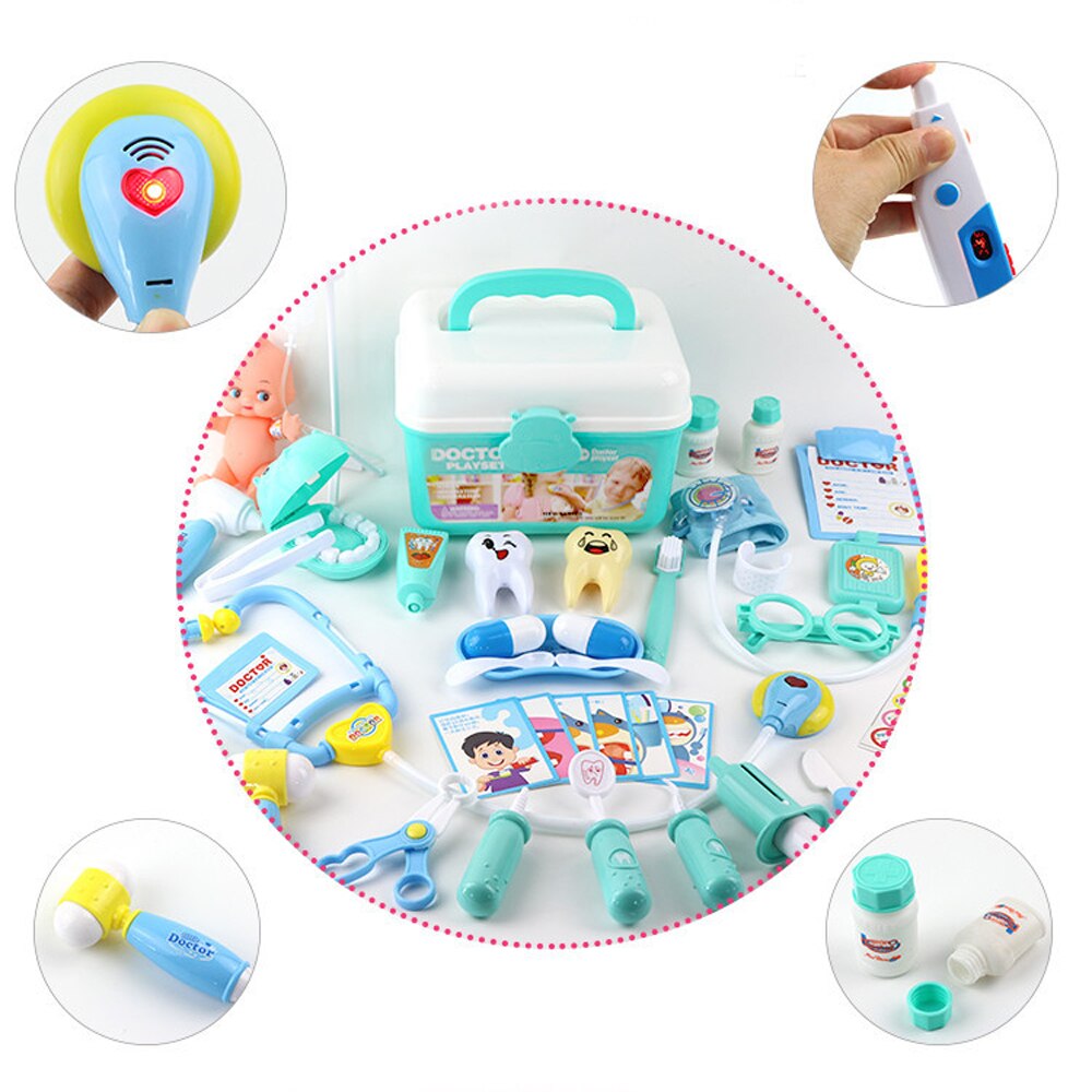 44 stk / sæt børn foregiver at lege legetøjssæt læge legetøj sygeplejerske legetøj lege hjemme legetøj foregive læge simulering klinik apparater