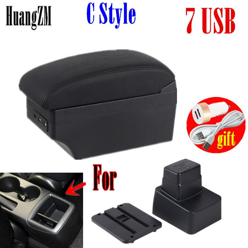 Pour CX-3 CX3 accoudoir boîte universelle voiture console centrale modification accessoires double surélevé avec USB: C style black line