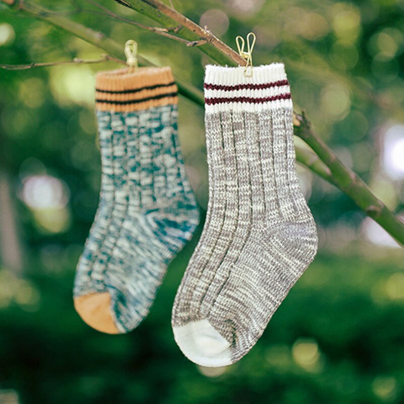 Baby Lotus Winter Sokken Meisjes Kids Grappige Sokken Warme Wollen Gestreepte Zachte Jongens Mode Korte Sokken