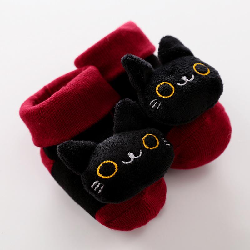 6 färger söt tecknad nyfödda barn casual halkfria strumpor bebis flicka pojkar halkskydd sockor klockor toffelstövel småbarnsstrumpor: 02 / 12m