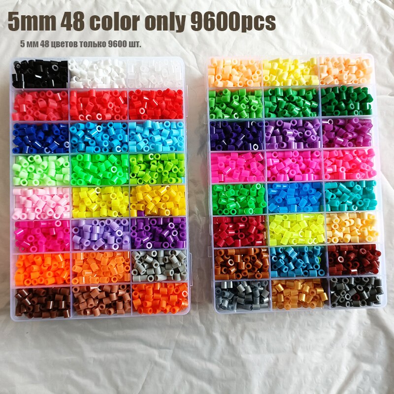 Kit de perles Perler 5mm/2.6mm, ensemble complet de perles Hama avec panneau perforé et fer, Puzzle 3D, jouet de bricolage pour enfants, jouet artisanal fait à la main,: GRIS