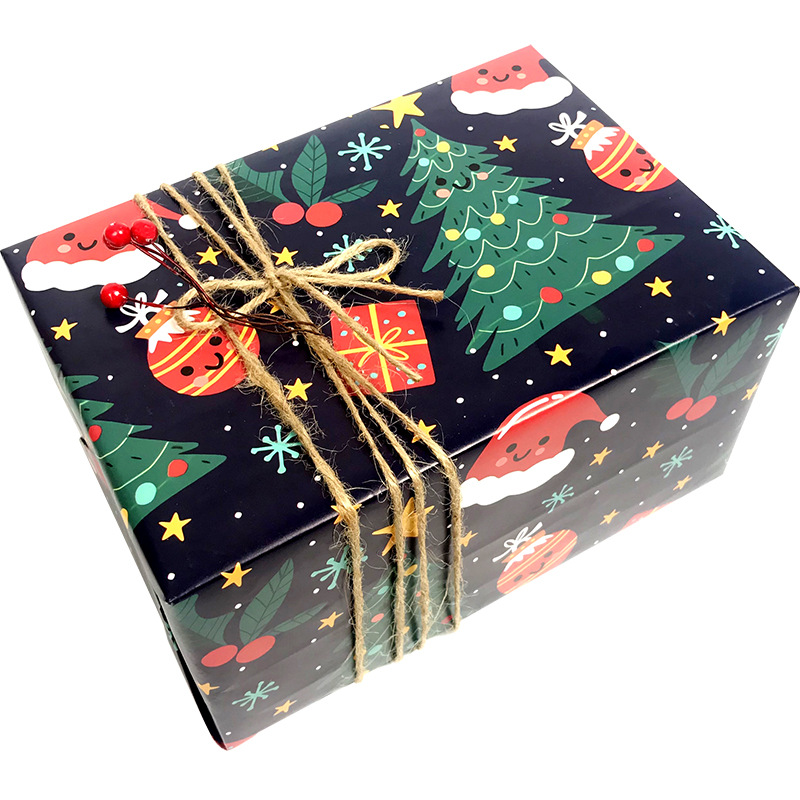 Lets Joy Kerstcadeaupapier – 10 Vellen – 50x70cm – 5 Cartoons – Sneeuwvlokken, Kerstman, Boom – Veelzijdig En Duurzaam