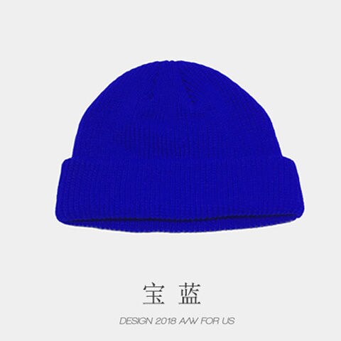 Unisex huer strikkede hue kvinde beaines til vinter åndbar mænd gorras simpel hat varm solid afslappet dame #39 dame hue: Hat-safirblå