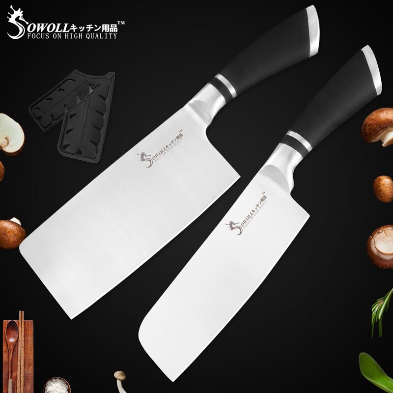 Sowoll 6 stk køkkenknive sæt godt økonomisk rustfrit stål knivsæt kokkebrød udskæring santoku brugsfrugtkniv: 2 stk knivsæt