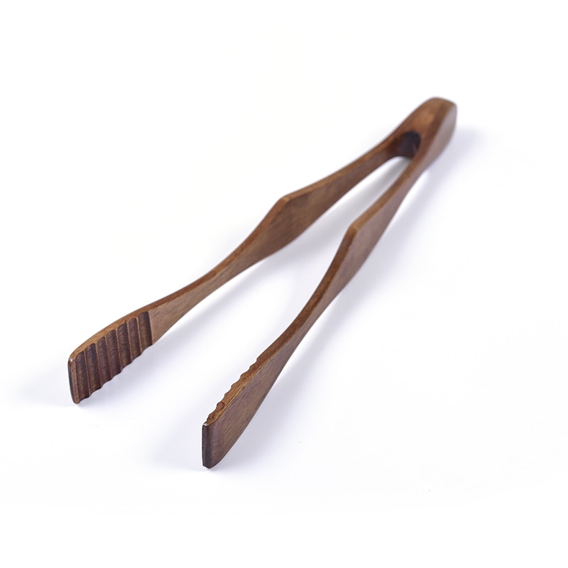 27 CM pinza de madera pinzas para alimentos pinzas de cocina antideslizante antideslizante bambú cocinar hornear barbacoa barbacoa pan ensalada pinzas barra de cocina del hogar herramientas de protección ambiental