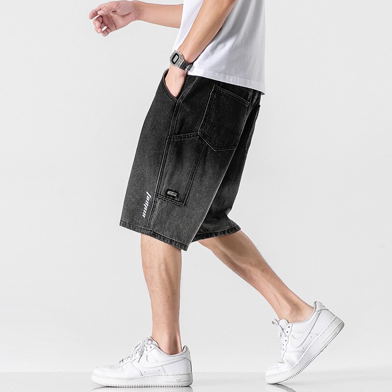 Sommer mænd denim shorts mænd gradient korte jeans mænd straight casual jeans shorts plus størrelse 5xl