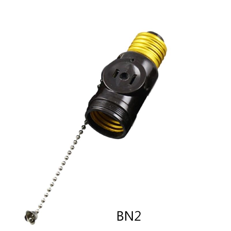 E26 Bulb Socket to 2 Outlet Adapter Light Holder Splitter with/without Pull Chain Switch for Workshop Garage Utility Room: 2