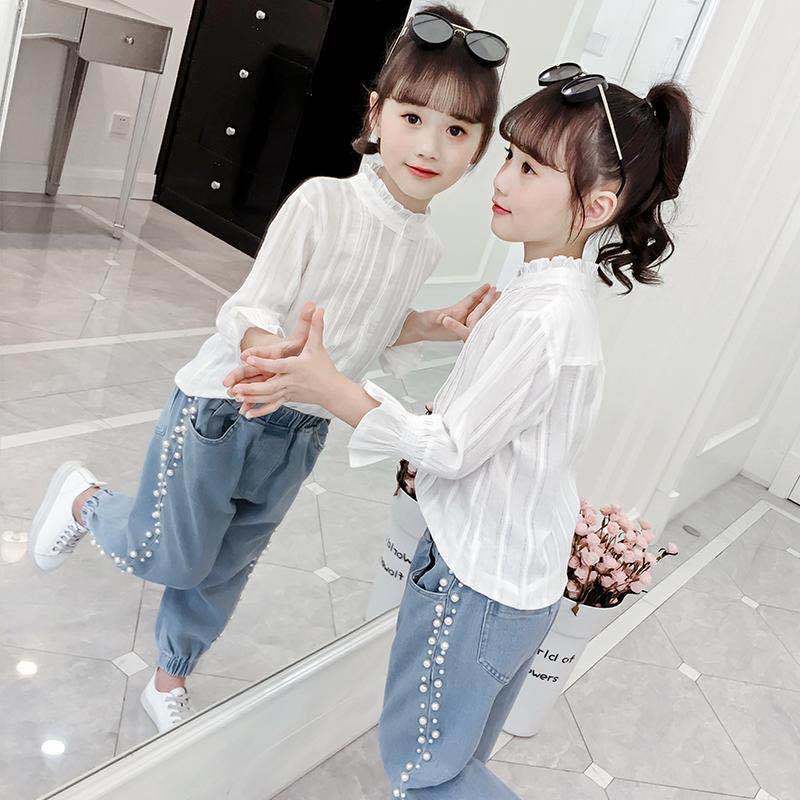 Mädchen Weiße Bluse freundlicher Dünne Sonnenschutz Hemden Langarm Kleidung Sommer freundlicher Mädchen Moskito Shirt Kleidung T59