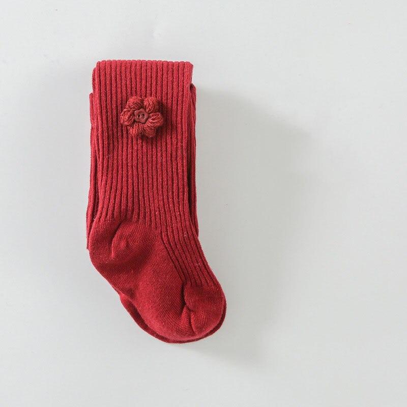 Calze di cotone per bambini per ragazze collant per bambini fiore collant per bambini in cotone collant per neonati primavera autunno collant moda: Wine Red / M(1-2 years old)