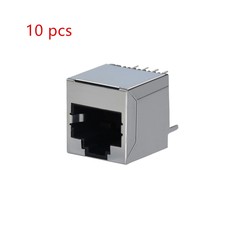 10 stk / sæt 8- pin pcb-monteret hunstikstik  rj45 netværksinterface ethernet 180 graders direkte indsats