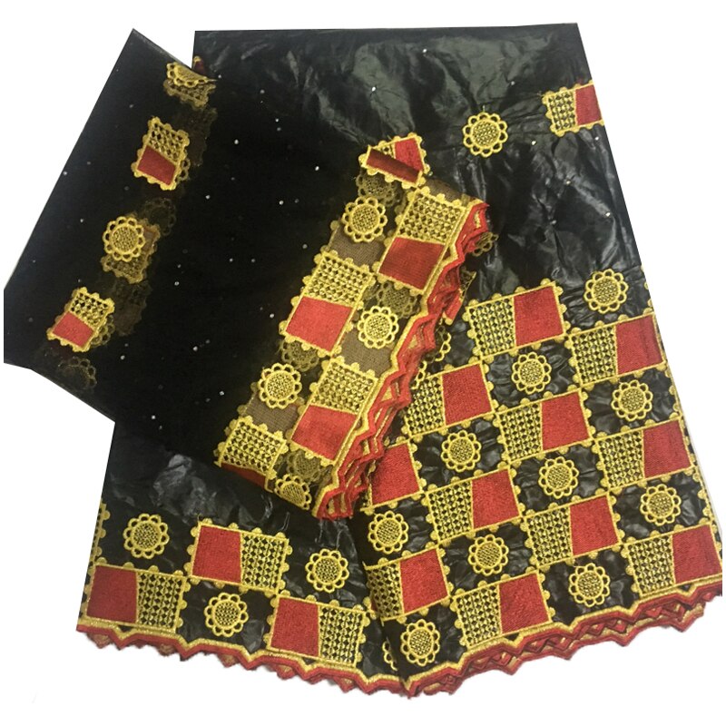 getzner textil austria african bazin riche getzner fabric tissu broderie dubai lace dress sewing material 5+2 yards/lot: Black