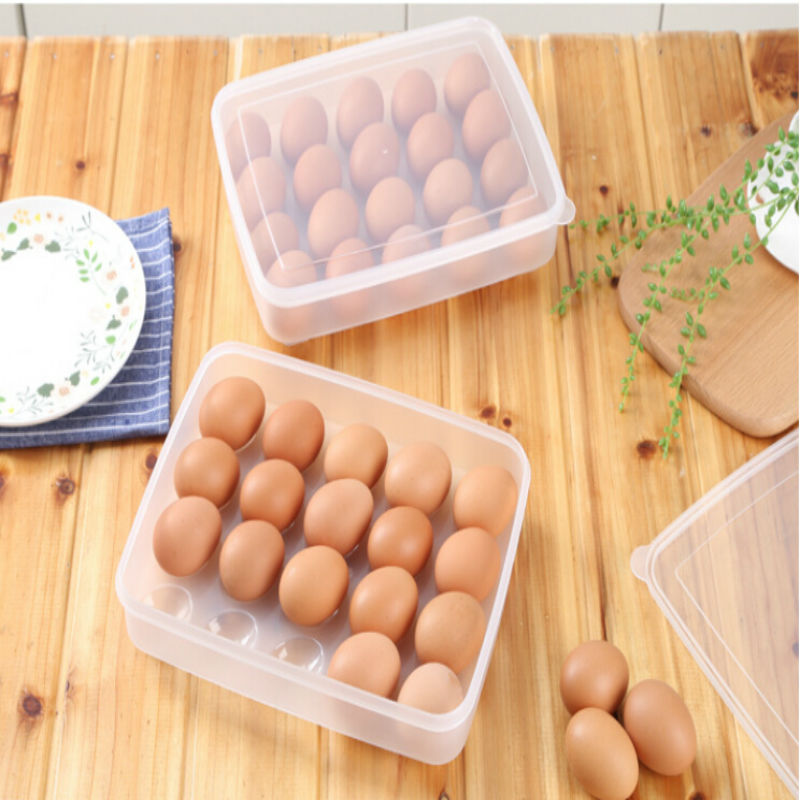 Kjøkken egg oppbevaringsboks stort plaststativ for 20 enkle egg organiser beholder brett for kjøleskap