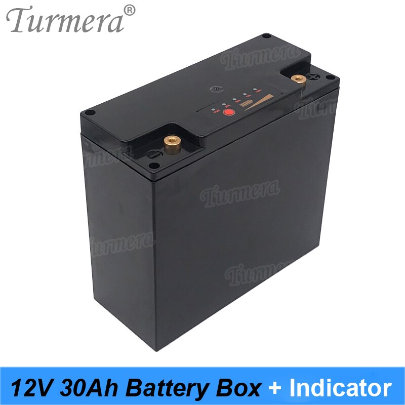 Turmera 12V 30Ah Battery Box Storage Case with Capacity Indicator Build 48Piece 18650 Battery for Uninterrupted Power Supply 12V: Black Box
